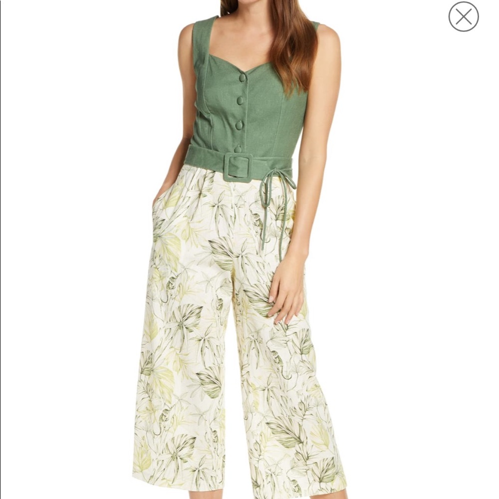 Gal Meets Glam Rachel Linen Blend Jumpsuit